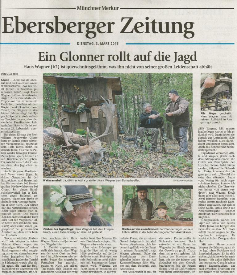German language articel of Gyulaj's wheelchair hunting